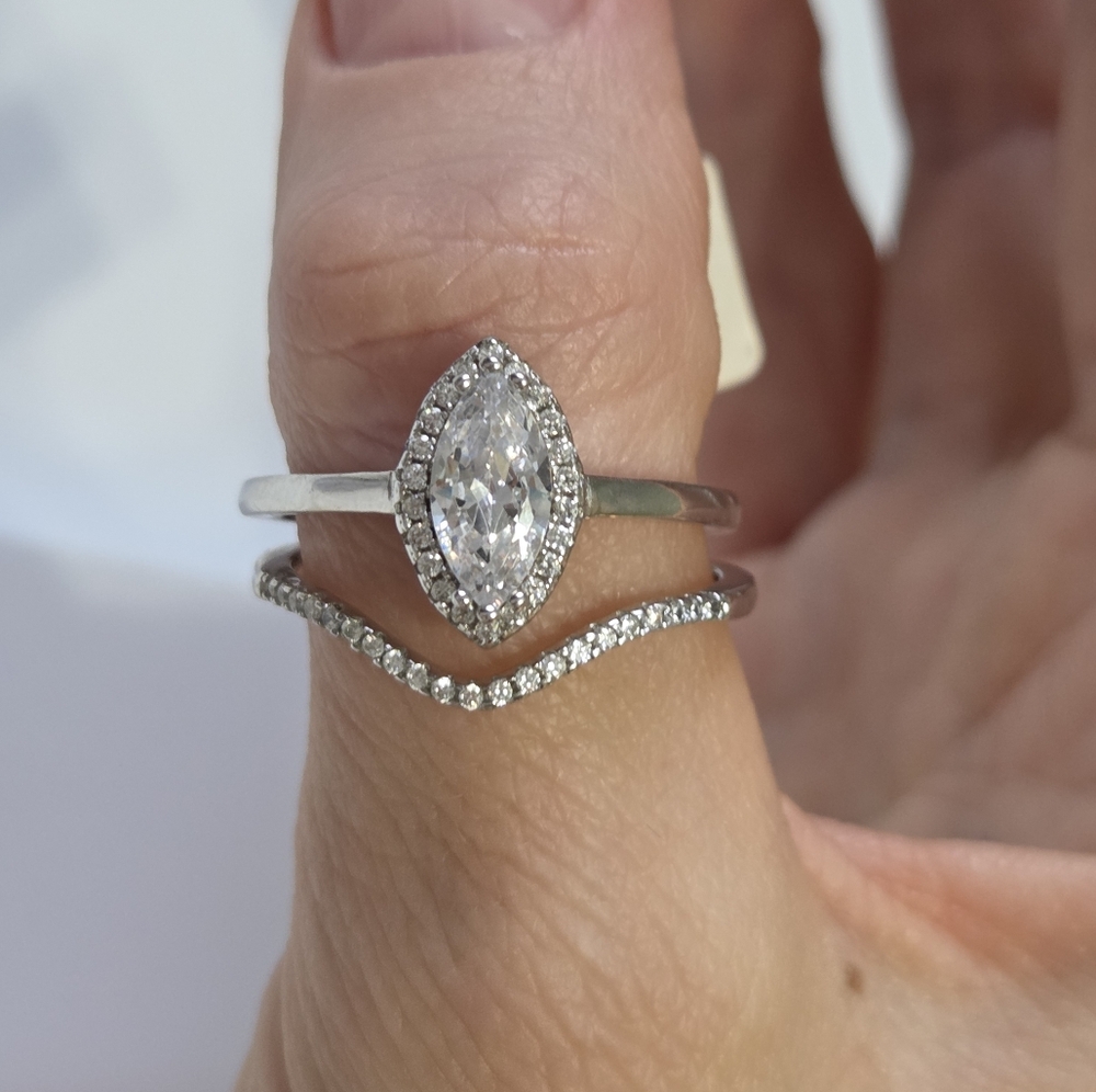 Charmed Aroma Marquise Bridal Ring Set 925 Sterling Silver